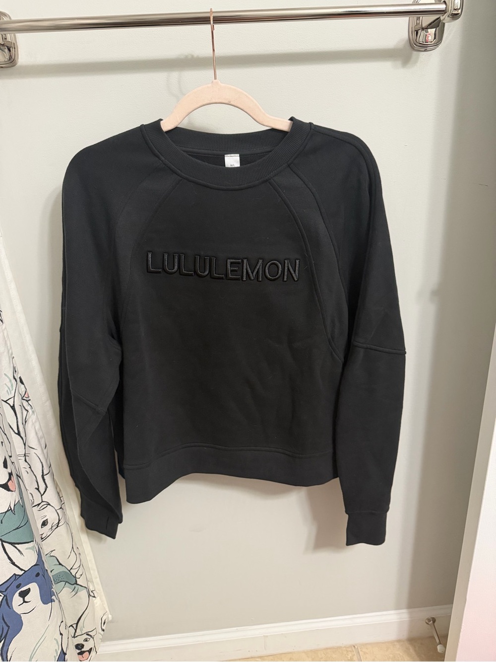 lululemon athletica Black Scuba Oversized Pullover Logo Crewneck Sweatshirt